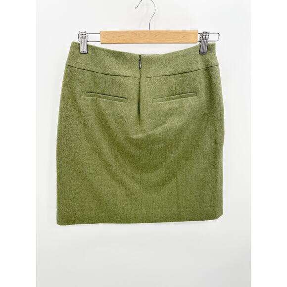 Talbots Green Wool Blend Back Zip Mini Skirt Women's Size 2 Petite 2P - Picture 2 of 8